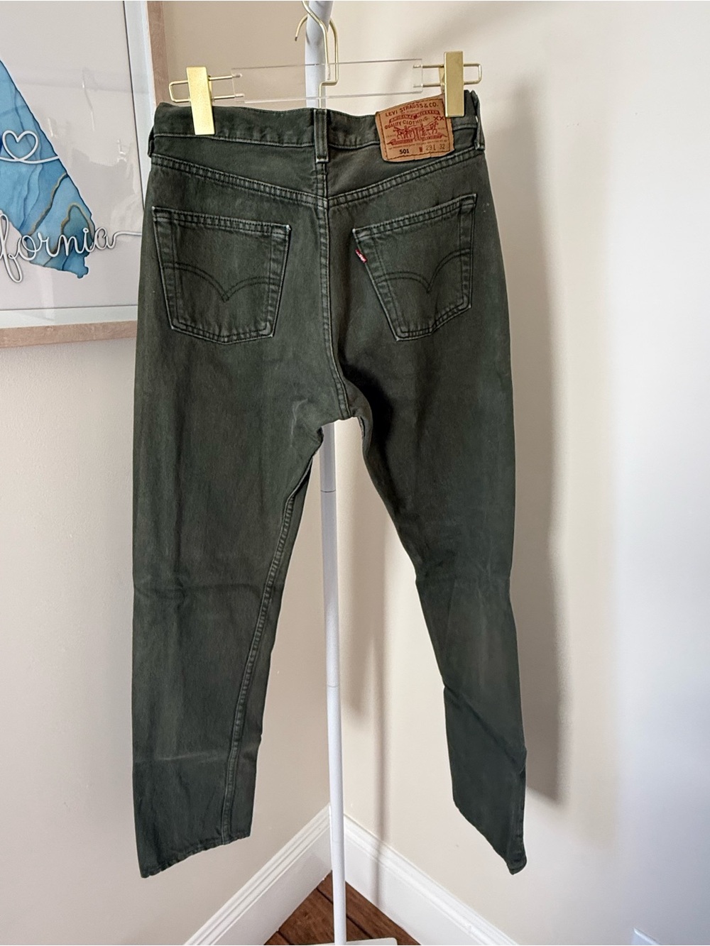 Vintage Levi's 501 29x32 Jeans in Dark Olive
